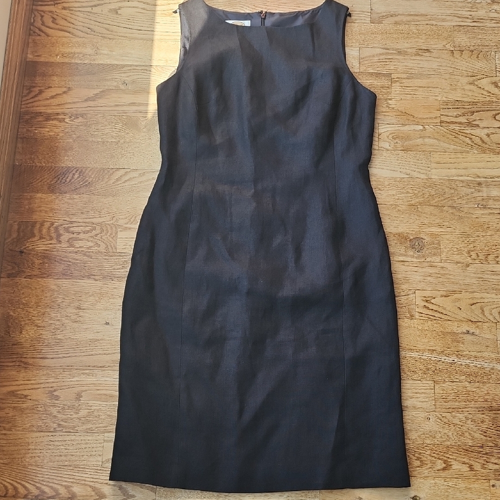 (8) Talbots Classic Black Midi Dress Irish Linen Office Nightout Minimalist